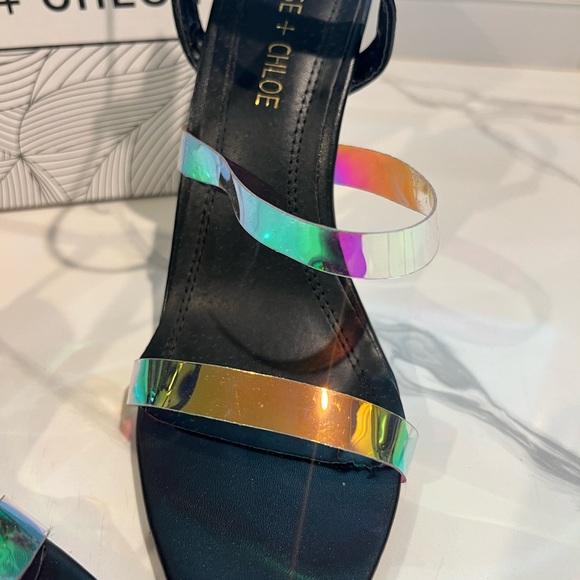 Chase + Chloe Black Heels with Iridescent Straps - Picture 2 of 3